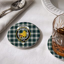 ScotsTee Shop Scottish Campbell Dress Modern Crest Tartan Drinks Coasters – Wood, Rubber, Ceramic