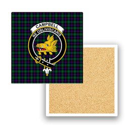 ScotsTee Shop Scottish Campbel of Cawdor Modern Crest Tartan Drinks Coasters – Wood, Rubber, Ceramic