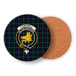 ScotsTee Shop Scottish Campbel of Cawdor Modern Crest Tartan Drinks Coasters – Wood, Rubber, Ceramic