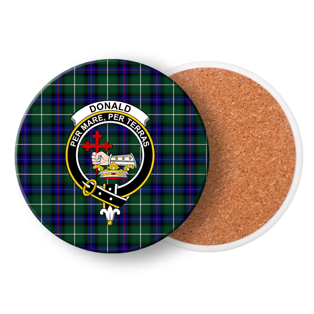 ScotsTee Shop Scottish Donald of the Isles Hunting Modern Crest Tartan Drinks Coasters – Wood, Rubber, Ceramic