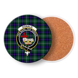 ScotsTee Shop Scottish Donald of the Isles Hunting Modern Crest Tartan Drinks Coasters – Wood, Rubber, Ceramic