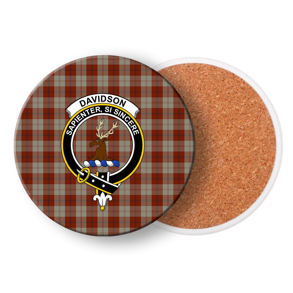 ScotsTee Shop Scottish Davidson Dress Dancers Crest Tartan Drinks Coasters – Wood, Rubber, Ceramic