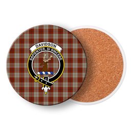 ScotsTee Shop Scottish Davidson Dress Dancers Crest Tartan Drinks Coasters – Wood, Rubber, Ceramic