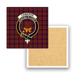 ScotsTee Shop Scottish Cameron of Locheil Original Crest Tartan Drinks Coasters – Wood, Rubber, Ceramic