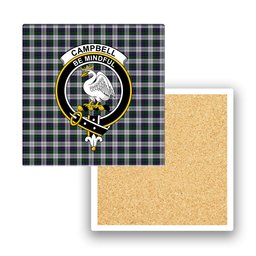 ScotsTee Shop Scottish Campbell of Cawdor Dress Crest Tartan Drinks Coasters – Wood, Rubber, Ceramic