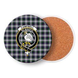 ScotsTee Shop Scottish Campbell of Cawdor Dress Crest Tartan Drinks Coasters – Wood, Rubber, Ceramic