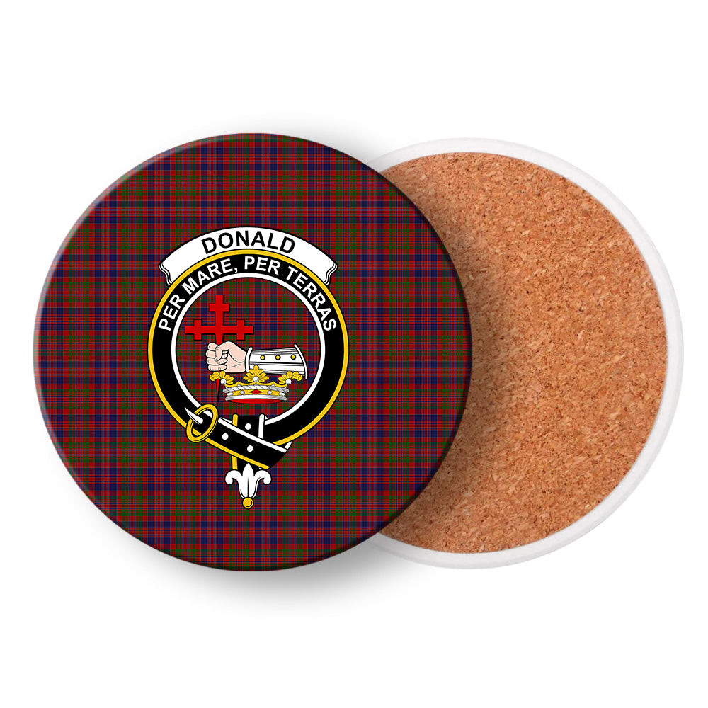 ScotsTee Shop Scottish Donald of Boisdale Crest Tartan Drinks Coasters – Wood, Rubber, Ceramic