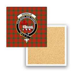 ScotsTee Shop Scottish Donald of Sleat Ancient Crest Tartan Drinks Coasters – Wood, Rubber, Ceramic