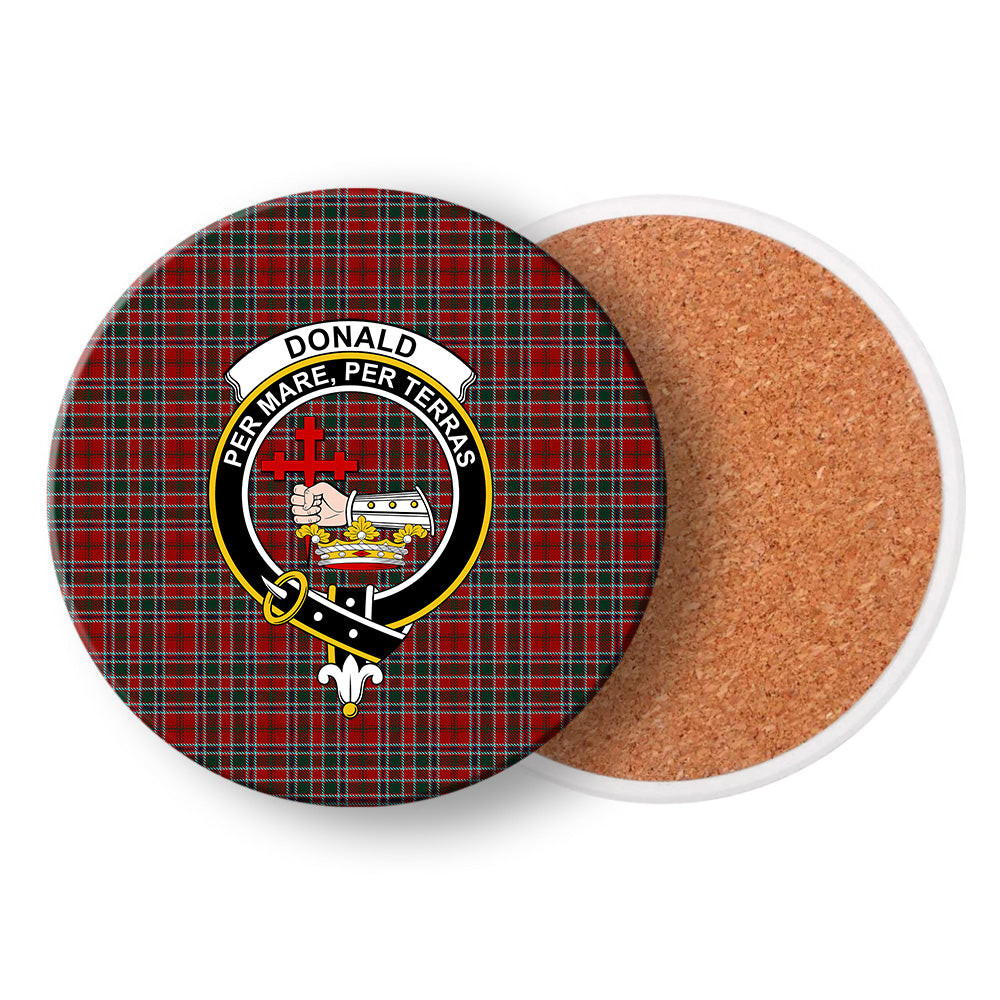 ScotsTee Shop Scottish Donald of Lochmaddy Crest Tartan Drinks Coasters – Wood, Rubber, Ceramic