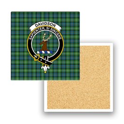 ScotsTee Shop Scottish Davidson of Tulloch Ancient Crest Tartan Drinks Coasters – Wood, Rubber, Ceramic