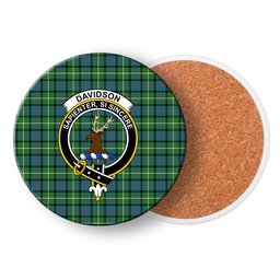 ScotsTee Shop Scottish Davidson of Tulloch Ancient Crest Tartan Drinks Coasters – Wood, Rubber, Ceramic