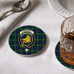 ScotsTee Shop Scottish Campbell of Argyll Smiths Crest Tartan Drinks Coasters – Wood, Rubber, Ceramic