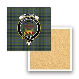 ScotsTee Shop Scottish Cameron of Lochiel Hunting Crest Tartan Drinks Coasters – Wood, Rubber, Ceramic