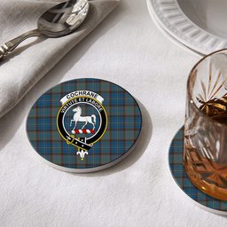 ScotsTee Shop Scottish Cochrane Hunting Modern Crest Tartan Drinks Coasters – Wood, Rubber, Ceramic
