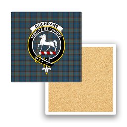 ScotsTee Shop Scottish Cochrane Hunting Modern Crest Tartan Drinks Coasters – Wood, Rubber, Ceramic
