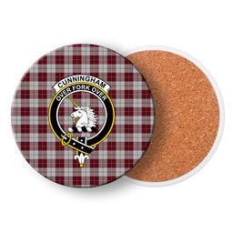 ScotsTee Shop Scottish Cunningham Dress Burgundy Dance Crest Tartan Drinks Coasters – Wood, Rubber, Ceramic