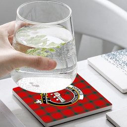 ScotsTee Shop Scottish Donald of Sleat Modern Crest Tartan Drinks Coasters – Wood, Rubber, Ceramic