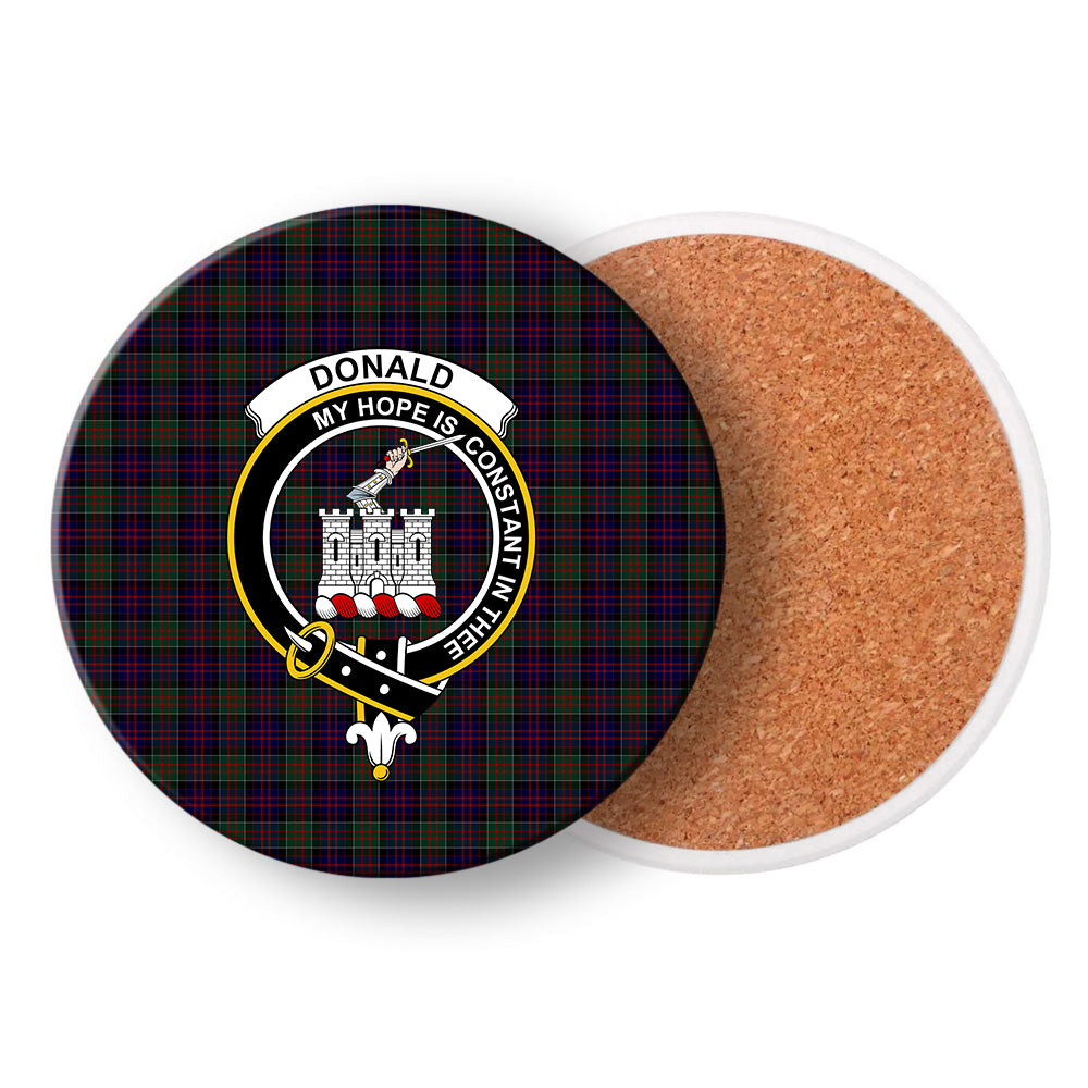 ScotsTee Shop Scottish Donald of Clan Ranald Crest Tartan Drinks Coasters – Wood, Rubber, Ceramic