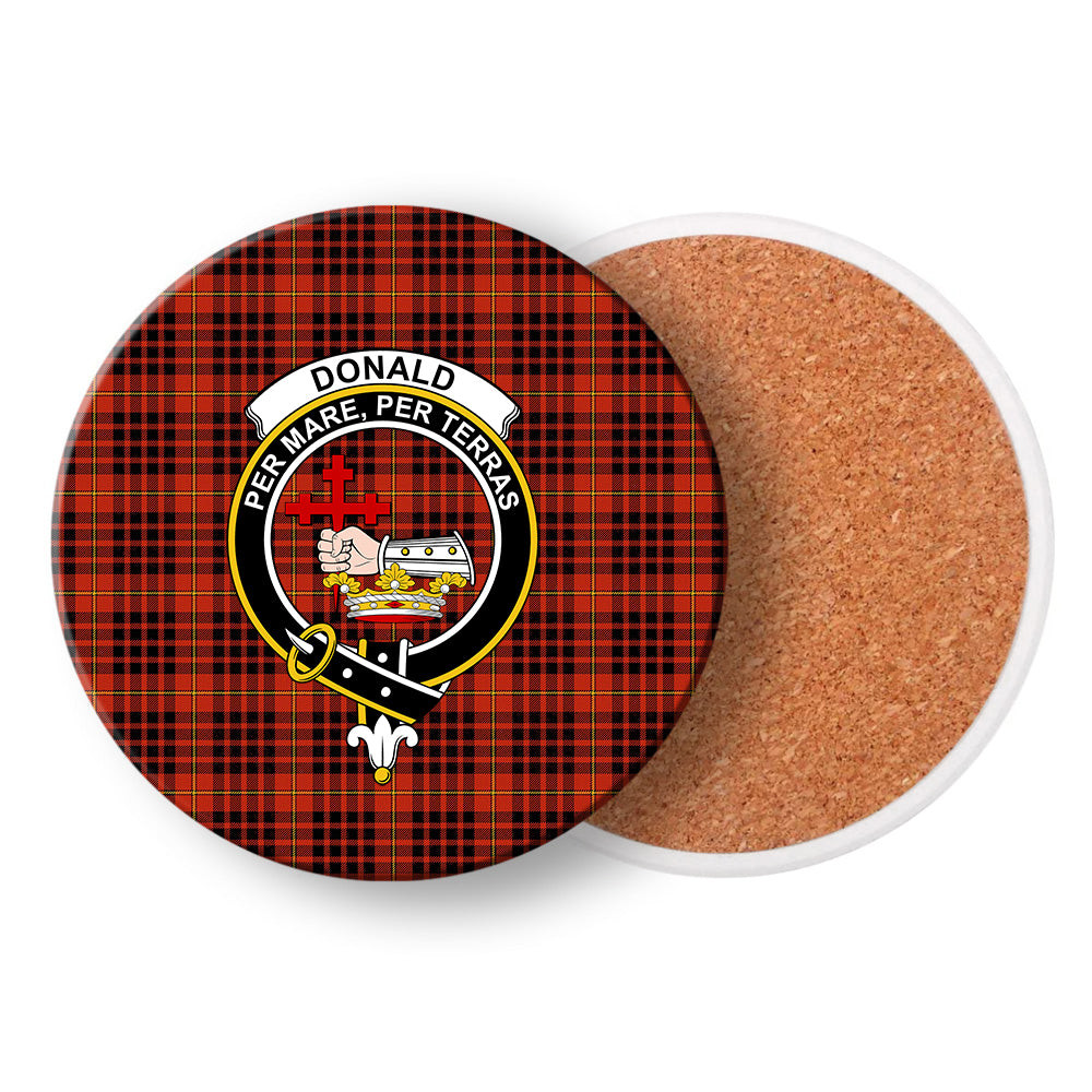 ScotsTee Shop Scottish Donald of Ardnamurchan Ancient Crest Tartan Drinks Coasters – Wood, Rubber, Ceramic
