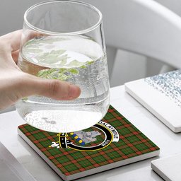 ScotsTee Shop Scottish Dalrymple of Castleton Crest Tartan Drinks Coasters – Wood, Rubber, Ceramic
