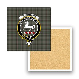 ScotsTee Shop Scottish Cochrane Hunting (1) Crest Tartan Drinks Coasters – Wood, Rubber, Ceramic