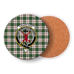 ScotsTee Shop Scottish Crawford Arisaid Dance Ancient Crest Tartan Drinks Coasters – Wood, Rubber, Ceramic