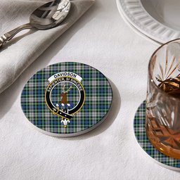 ScotsTee Shop Scottish Davidson of Tulloch Dress Ancient Crest Tartan Drinks Coasters – Wood, Rubber, Ceramic