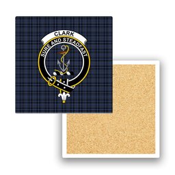 ScotsTee Shop Scottish Clark (Clergy) Modern Clan Crest Tartan Drinks Coasters – Wood, Rubber, Ceramic