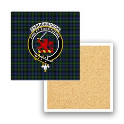 ScotsTee Shop Scottish Farquharson Vestiarium Scoticum Crest Tartan Drinks Coasters – Wood, Rubber, Ceramic