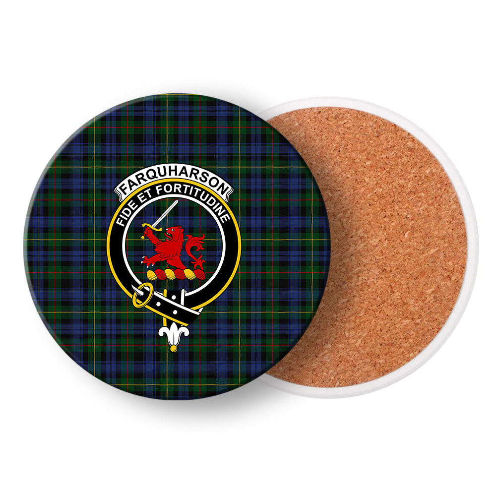 ScotsTee Shop Scottish Farquharson Vestiarium Scoticum Crest Tartan Drinks Coasters – Wood, Rubber, Ceramic