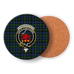 ScotsTee Shop Scottish Farquharson Vestiarium Scoticum Crest Tartan Drinks Coasters – Wood, Rubber, Ceramic