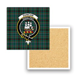 ScotsTee Shop Scottish Duncan of Sketraw Modern Crest Tartan Drinks Coasters – Wood, Rubber, Ceramic