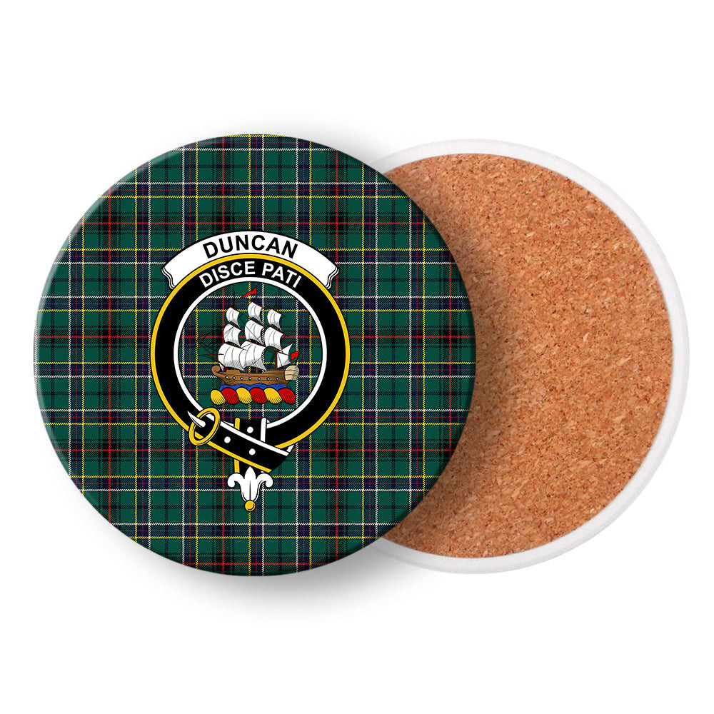 ScotsTee Shop Scottish Duncan of Sketraw Modern Crest Tartan Drinks Coasters – Wood, Rubber, Ceramic