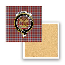ScotsTee Shop Scottish Drummond of Perth Dress 2 Crest Tartan Drinks Coasters – Wood, Rubber, Ceramic