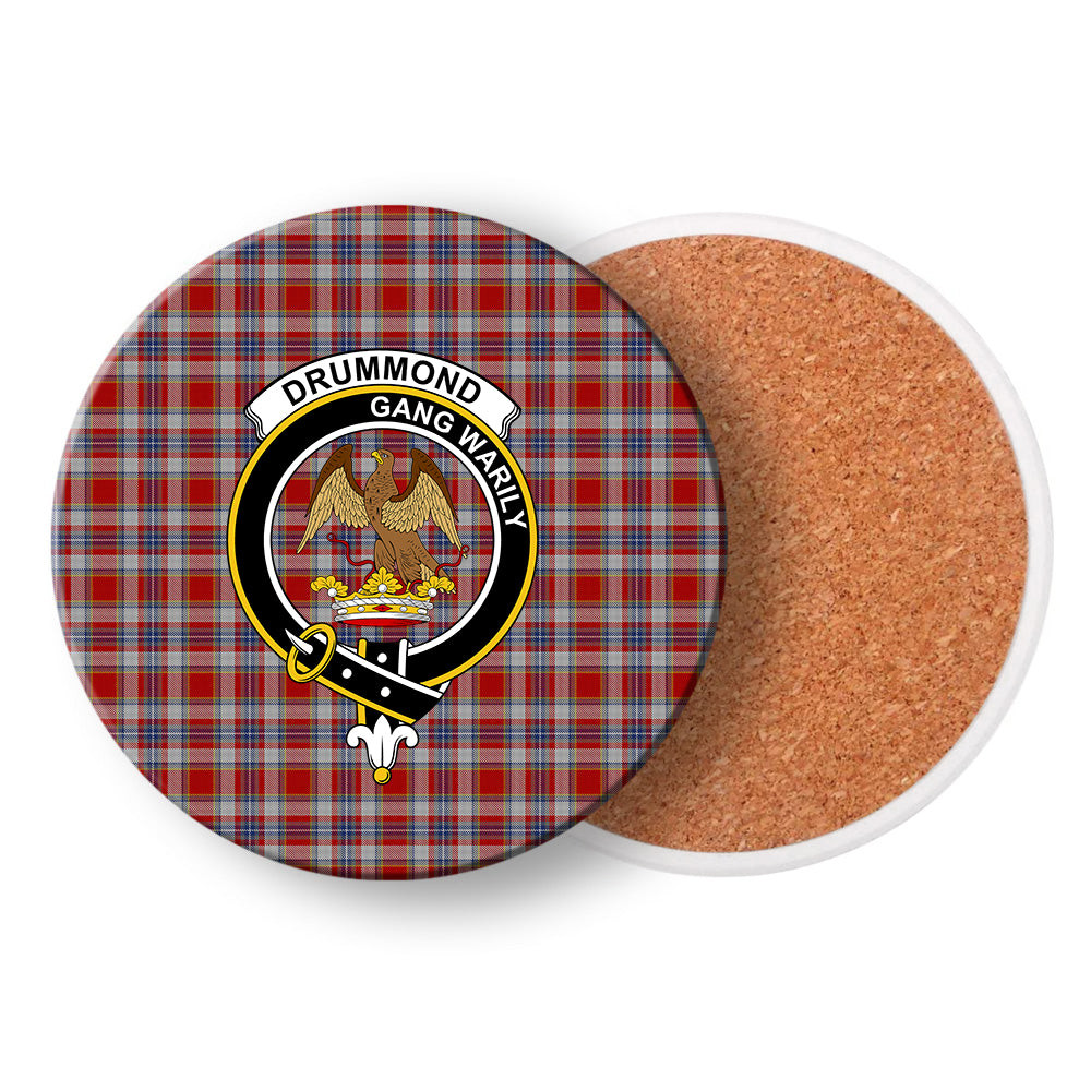 ScotsTee Shop Scottish Drummond of Perth Dress 2 Crest Tartan Drinks Coasters – Wood, Rubber, Ceramic