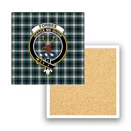 ScotsTee Shop Scottish Forbes Dress Modern Crest Tartan Drinks Coasters – Wood, Rubber, Ceramic