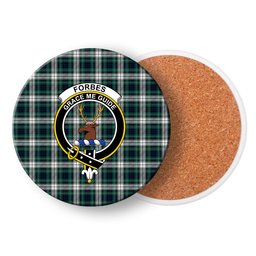 ScotsTee Shop Scottish Forbes Dress Modern Crest Tartan Drinks Coasters – Wood, Rubber, Ceramic