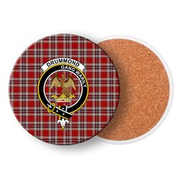 ScotsTee Shop Scottish Drummond of Perth Dress Crest Tartan Drinks Coasters – Wood, Rubber, Ceramic