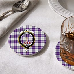 ScotsTee Shop Scottish Dunlop Dress Modern Crest Tartan Drinks Coasters – Wood, Rubber, Ceramic