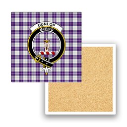 ScotsTee Shop Scottish Dunlop Dress Modern Crest Tartan Drinks Coasters – Wood, Rubber, Ceramic