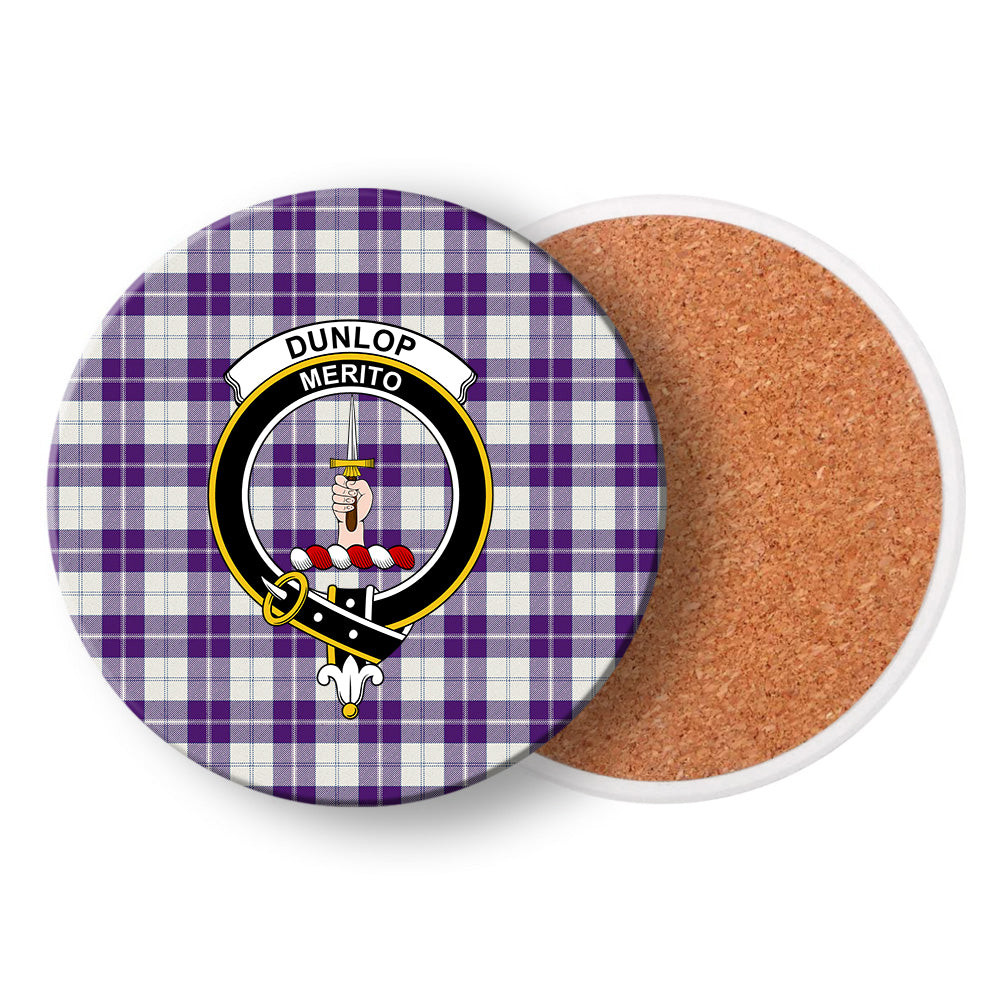 ScotsTee Shop Scottish Dunlop Dress Modern Crest Tartan Drinks Coasters – Wood, Rubber, Ceramic