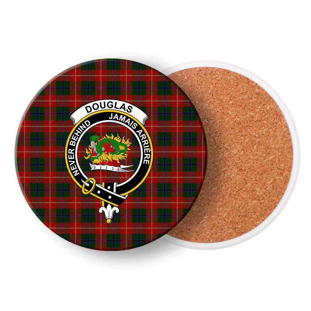 ScotsTee Shop Scottish Douglas of Roxburgh Crest Tartan Drinks Coasters – Wood, Rubber, Ceramic