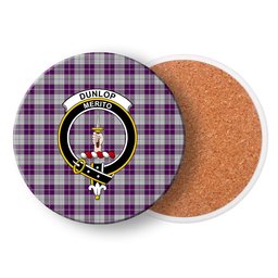 ScotsTee Shop Scottish Dunlop Dress Crest Tartan Drinks Coasters – Wood, Rubber, Ceramic