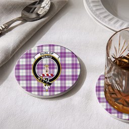ScotsTee Shop Scottish Dunlop Dress Ancient Crest Tartan Drinks Coasters – Wood, Rubber, Ceramic