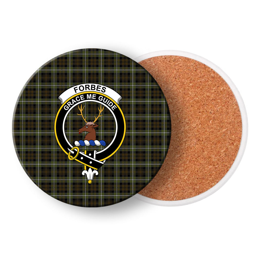 ScotsTee Shop Scottish Forbes of Druminnor Crest Tartan Drinks Coasters – Wood, Rubber, Ceramic