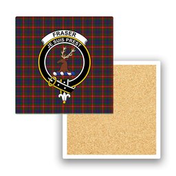 ScotsTee Shop Scottish Fraser of Lovat Crest Tartan Drinks Coasters – Wood, Rubber, Ceramic