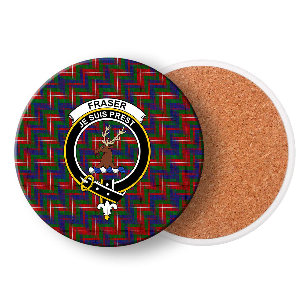 ScotsTee Shop Scottish Fraser of Lovat Crest Tartan Drinks Coasters – Wood, Rubber, Ceramic
