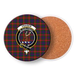 ScotsTee Shop Scottish Fraser of Lovat Crest Tartan Drinks Coasters – Wood, Rubber, Ceramic