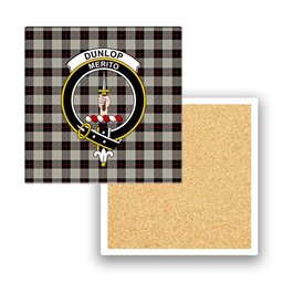 ScotsTee Shop Scottish Dunlop Hunting Modern Crest Tartan Drinks Coasters – Wood, Rubber, Ceramic