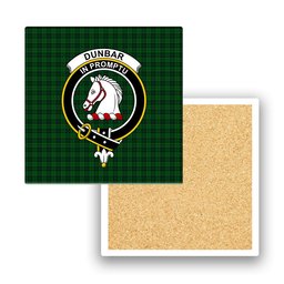 ScotsTee Shop Scottish Dunbar Hunting Crest Tartan Drinks Coasters – Wood, Rubber, Ceramic